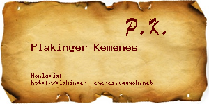 Plakinger Kemenes névjegykártya